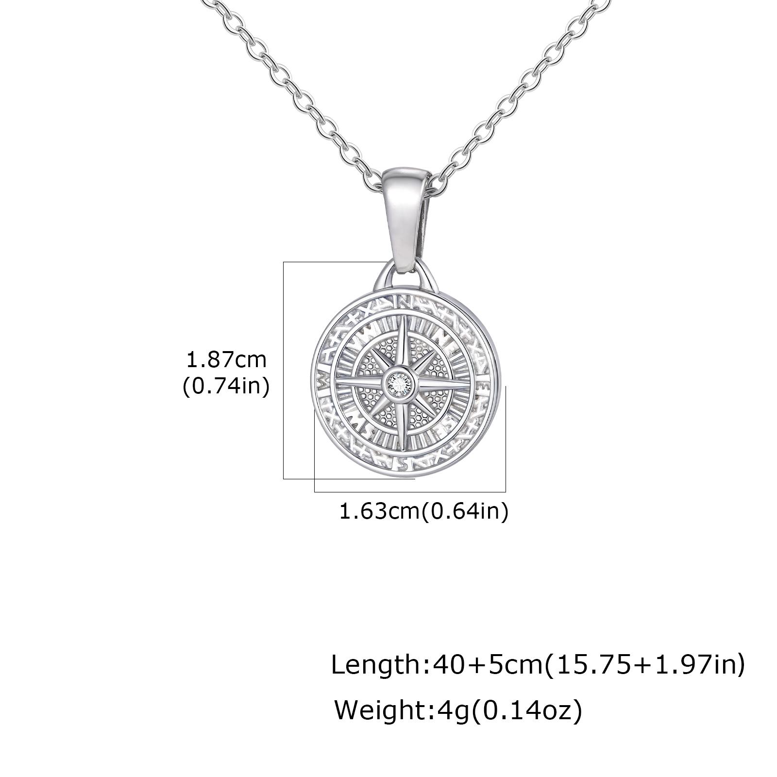 

Vintage Classic Compass Pendant Necklaces for Women Men, Hip Hop Fashion Stainless Steel Jewelry Graduation Guide Gift 40cm-45cm