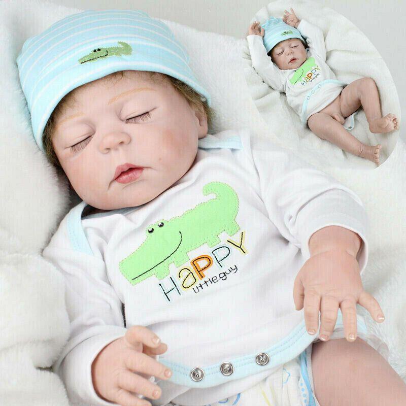 22 Inch Reborn Baby Doll Full Body Silicone Vinyl Realistic Newborn Boy Christmas Gift