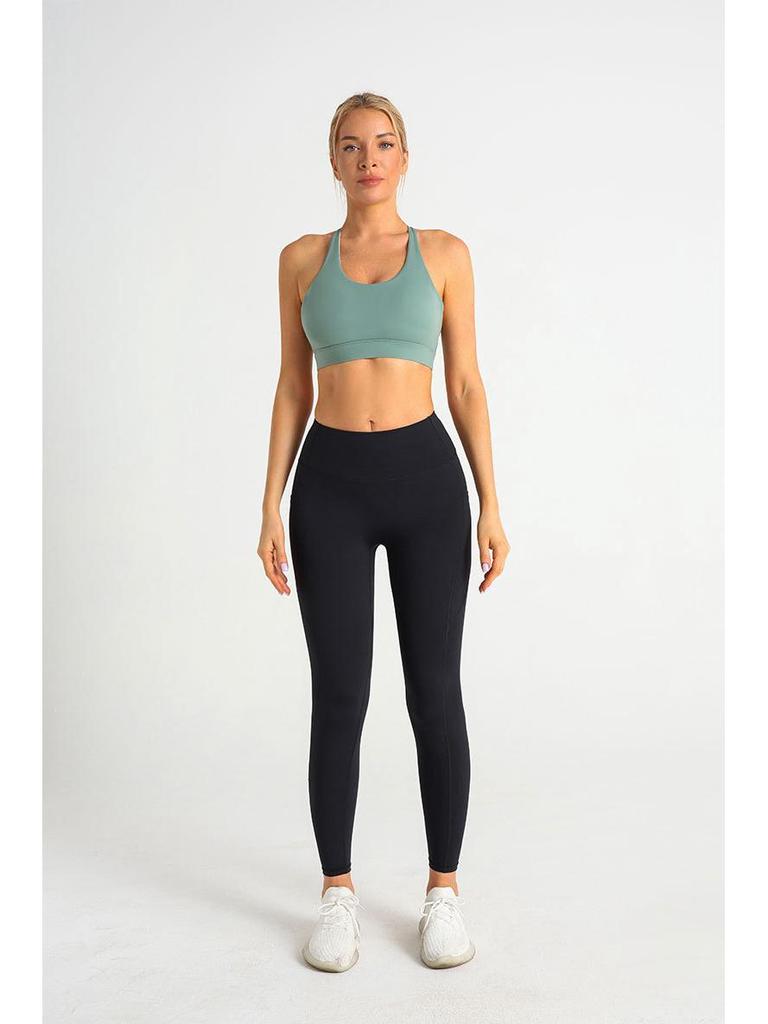Cross Back Women's Quick-Dry Nylon Sports Bra for Yoga and Running
