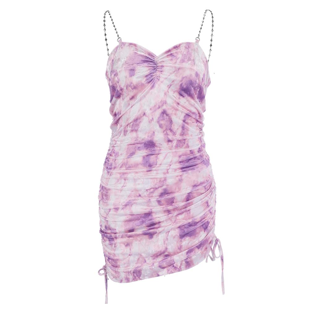 Hatu Velvet Heart Chained Dress Purple