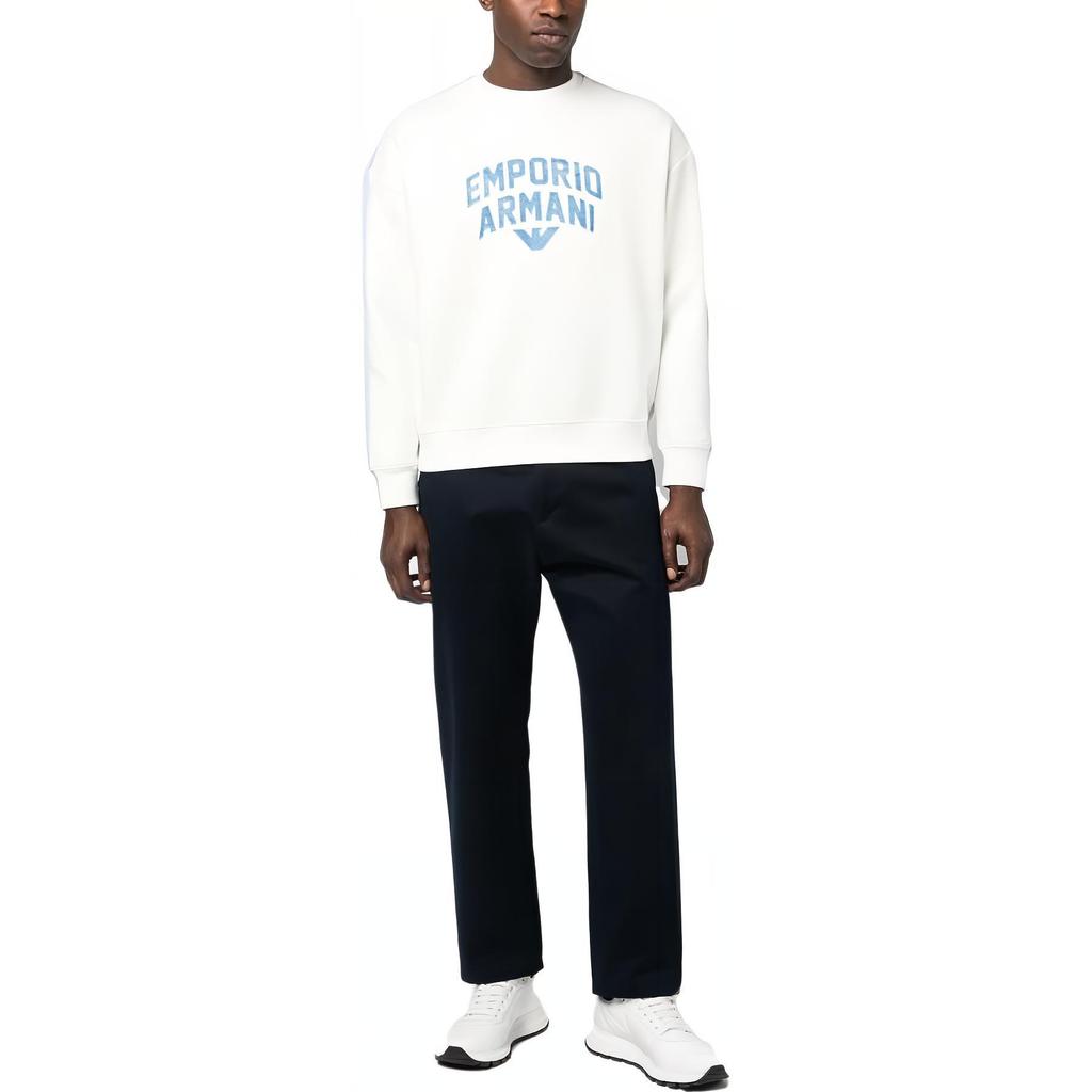 Emporio Armani Ss23 Brand Logo Letter Print Pullover Casual Long Sleeve Sweatshirt Men Sweatshirt White 3R1MBE-1JHSZ-0164