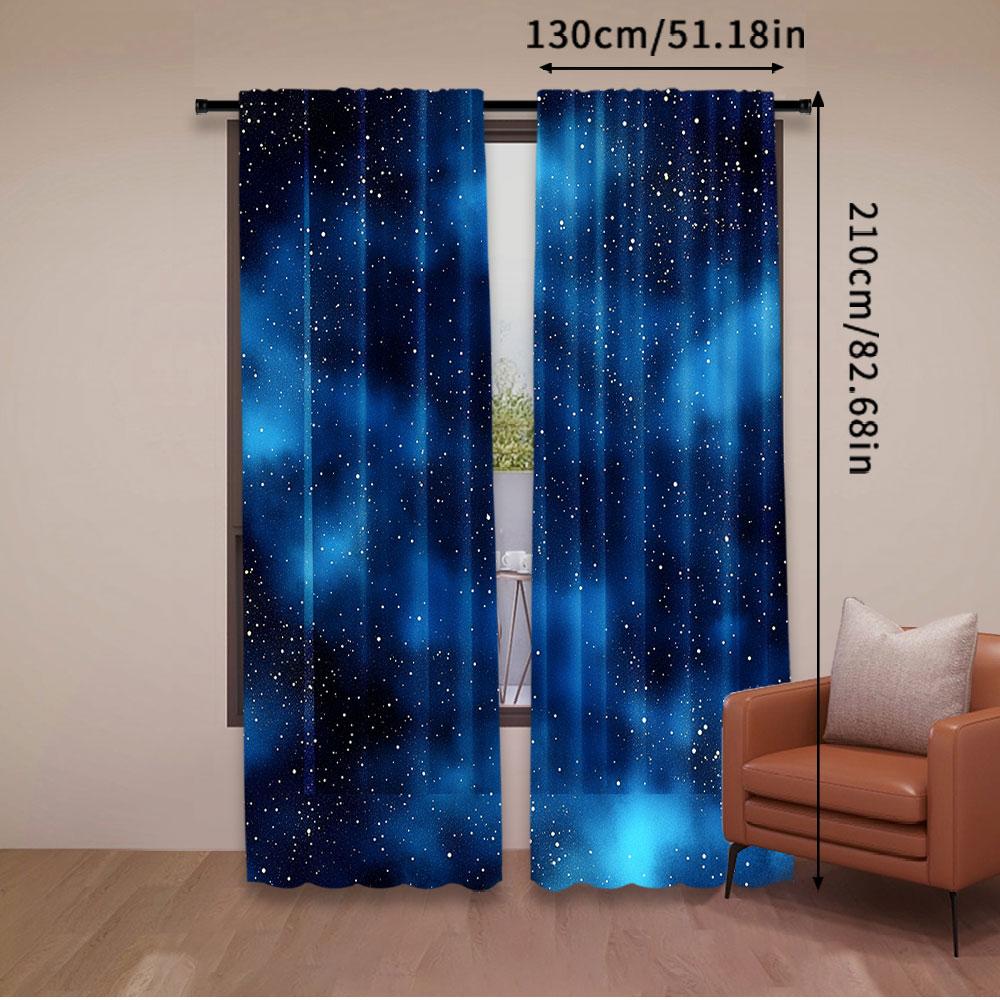 2Pcs Night Sky Curtain Universe Space Galaxy Curtain Night Under The Stars Curtain Apply To Living Room Bedroom Hotel Store