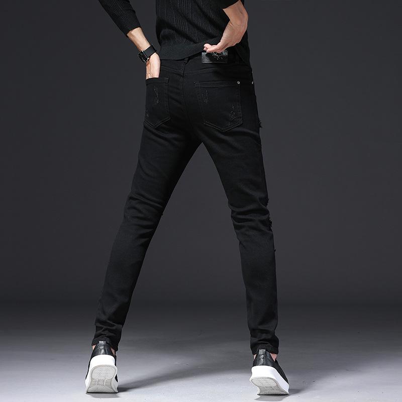 Hombre rasgado parche negro jeans pies delgados tendencia pantalones  elásticos comprar a buen precio — entrega gratuita, reseñas reales con  fotos — Joom