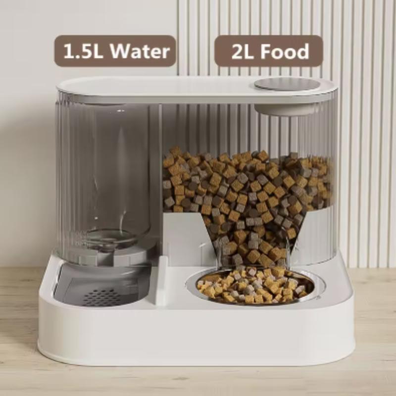 Two-in-One Automatic Pet Feeding Dish Integrated Plastic Cat Bowl Water Dispenser and Food/Water Bowl for Dogs and Cats