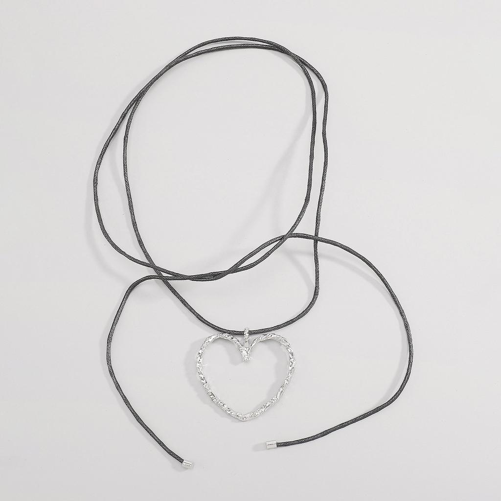 Dames Europees Hol Hart Hanger Sieraden Eenvoudige Minimalistische Strik Touw Creatieve Ketting