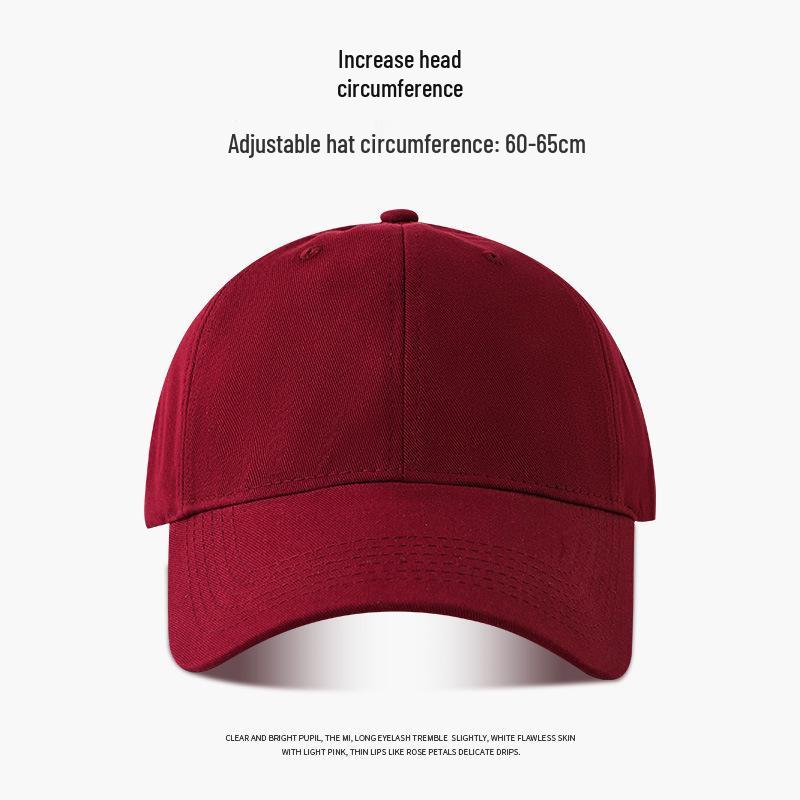 "65cm Unisex Solid Color Baseball Cap with Soft Top, Deepened and Widened Brim for a Slimmer Face Look."