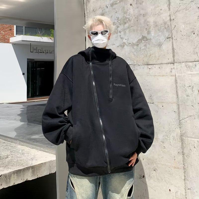 Spring and Autumn Cardigan Hooded Sweater Men's Casual Trendy Brand Sports Ruffian Handsome American Teen Retro Japanese Student Jacket