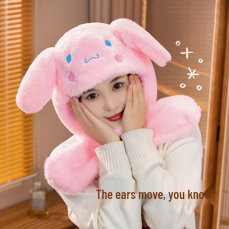 Winter Plush Ear Moving Airbag Hat - Cute Gift for Girlfriend & Kids, Perfect for Festive Fun
