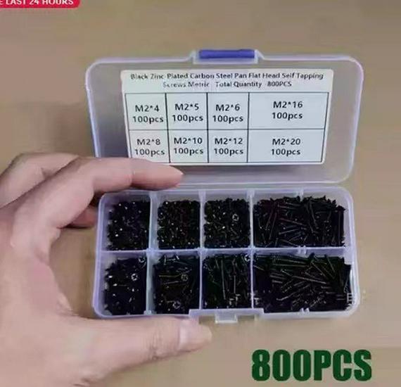 

800PCS M2 KA Carbon Steel Phillips Flat Head Self-Tapping Screw Set