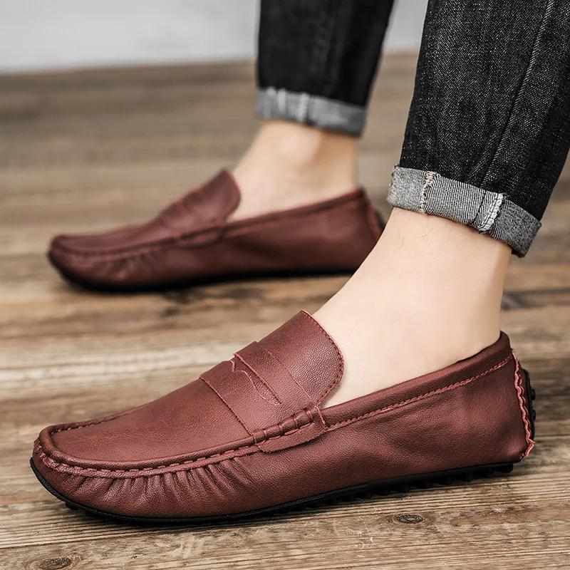 Mocassini da uomo versatili Classici slip-on Ballerine Vera pelle Scarpe casual da uomo Mocassini Super morbidi Calzature da passeggio da uomo Maschile