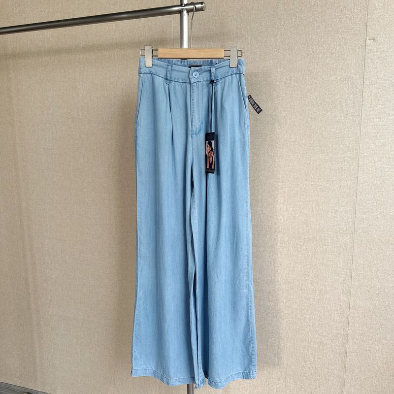 

European and American Single Summer New Thin Lyocell High Waist Wide Leg Jeans Thin Cool Light blue high waist Loose pants XL
