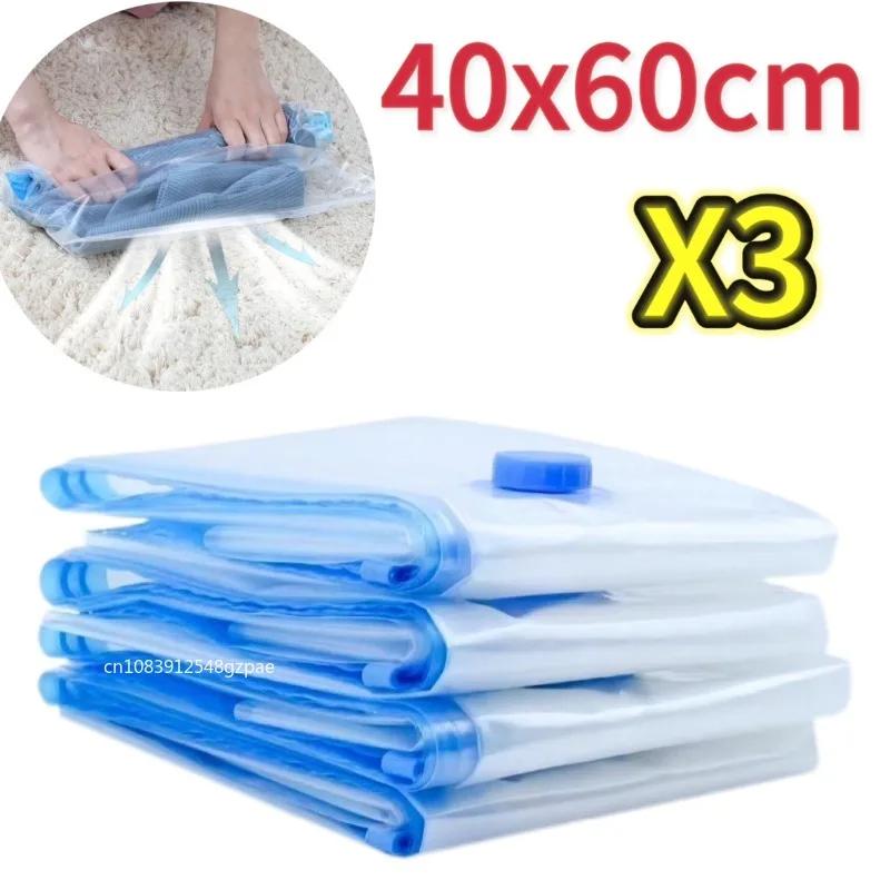 5/3PCS Vacuum Storage Bags with Pump Transparent Folding Compressed Space Saving Vacuum Bag for Clothes Bedding Organizer