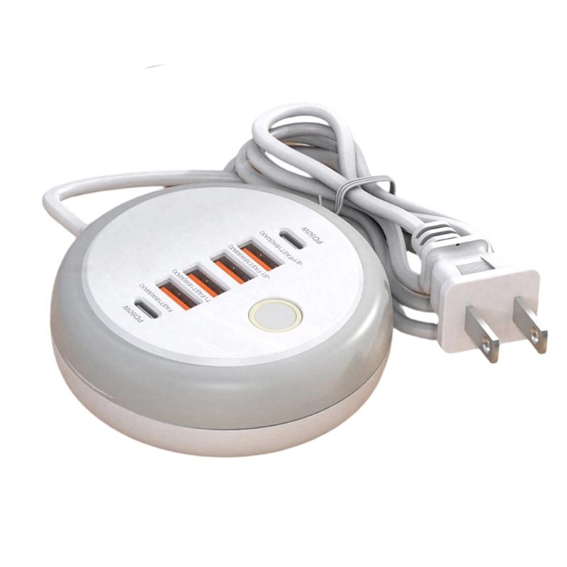 

PD50W Charging Adapter USB Type C 6 Port (2 Type C+4 USB) Mobile Phone Wall Adapter With LED Light For Phone Travel Charging Adapter 1