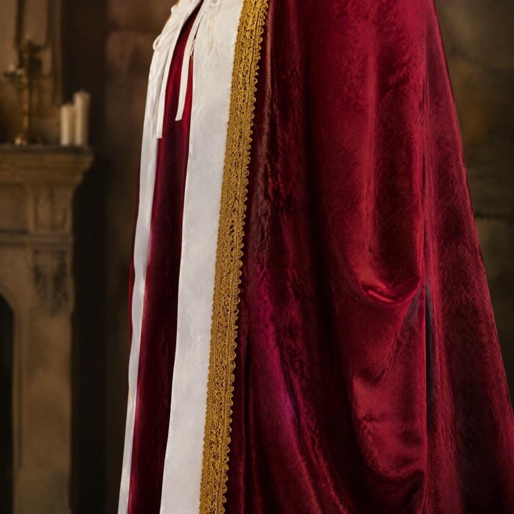 Burgundy Velvet Cape Long Cosplay Cloak Adults Medieval Cape Christmas