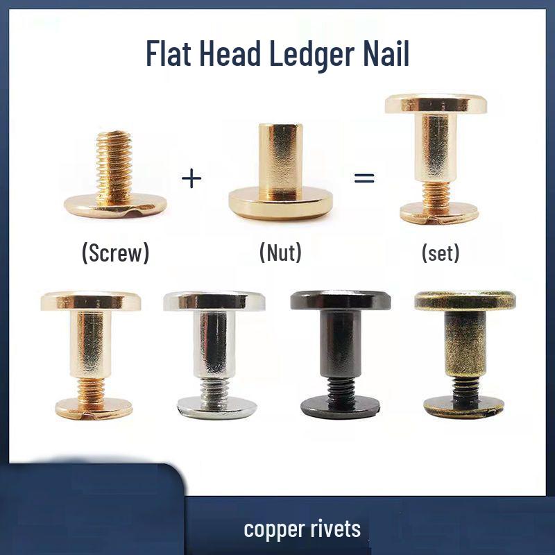 Stainless Steel Male-Female Bag Screw with Pure Copper Buckle and Flat Head Rivet Lock Accessories