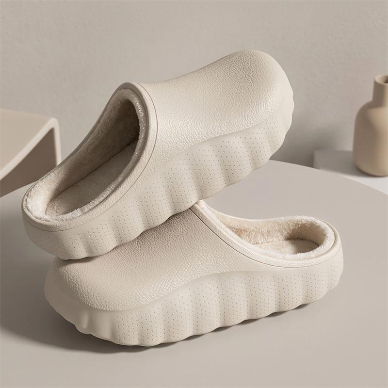 Men Warm Winter Cotton Shoes Women Warm Fur Home Slippers EVA Non-Slip Plush Slippers Indoor Couple Thick Sole Footwear Slides