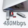 MultiFunctional Aluminum TF Card Reader USB A Type C Double Slot No Driver Required for Business Trip Document Share