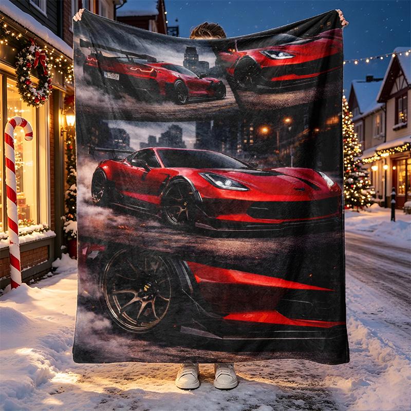 Chevrolet Corvette Muster Decke für Heimdekoration, Bett, Sofa, Auto Reisen, Camping, Geeignet für Alle Jahreszeiten, Geburtstags-Weihnachtsgeschenk