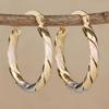 Two-Tone Elegant & Classic Twisted Hoop Earrings, Golden And Silvery Round Hoops, Minimalist Fashion Accessories For Womenry