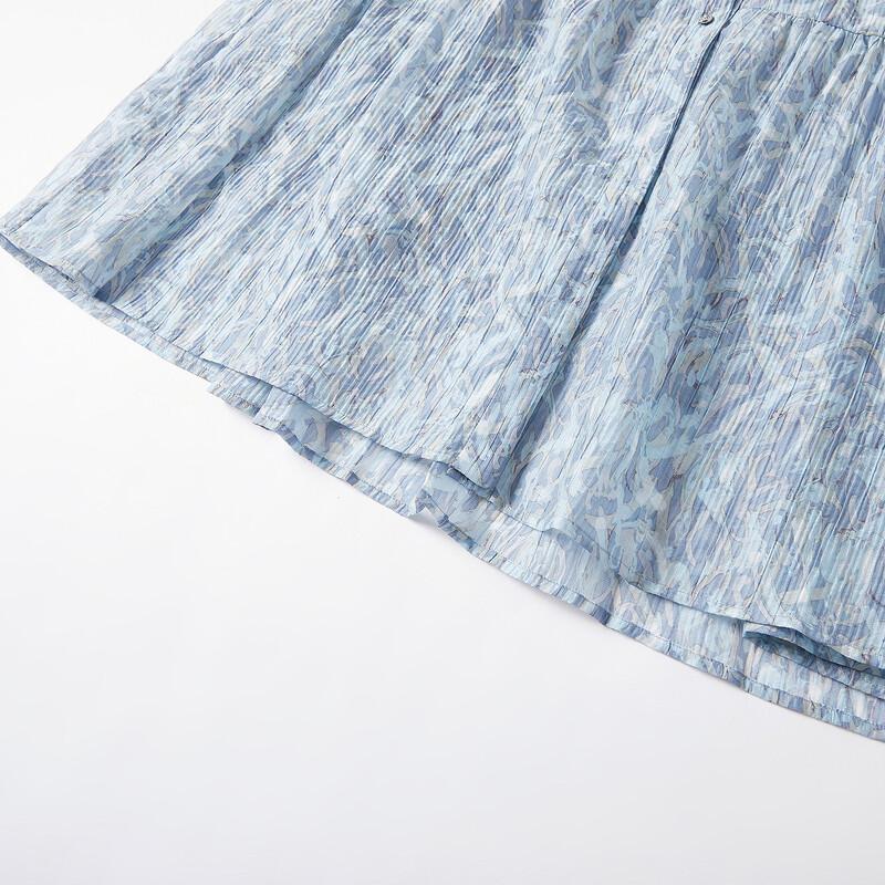 JUZUI Elegant Floral Print V-Neck Lyocell Dress