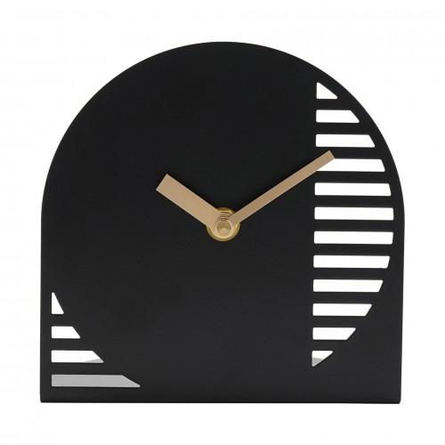 Interval Cut Out Steel Desk Clock - Black & Gold