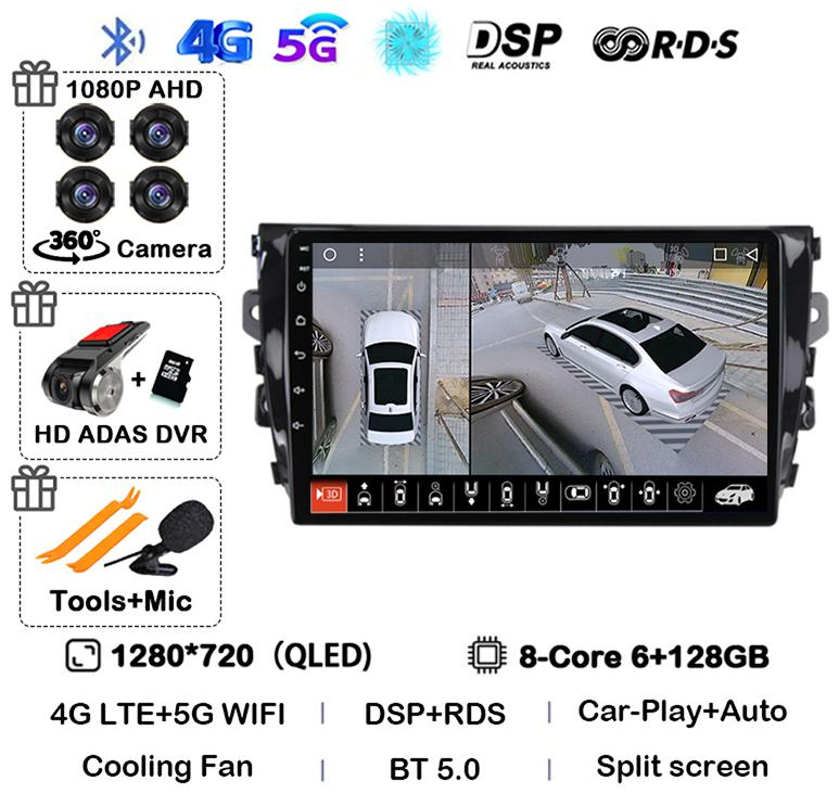 Android 14 Carplay Auto 4G WIFI For Zotye T600 2014-2019 Car Radio Multimedia Video Player Navigation Stereo GPS 360 Camera QLED