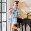 Spring New Fashion Shawl Design Sense Embroidered Letter Sweater Age-reducing Pleated Skirt Three-piece Set