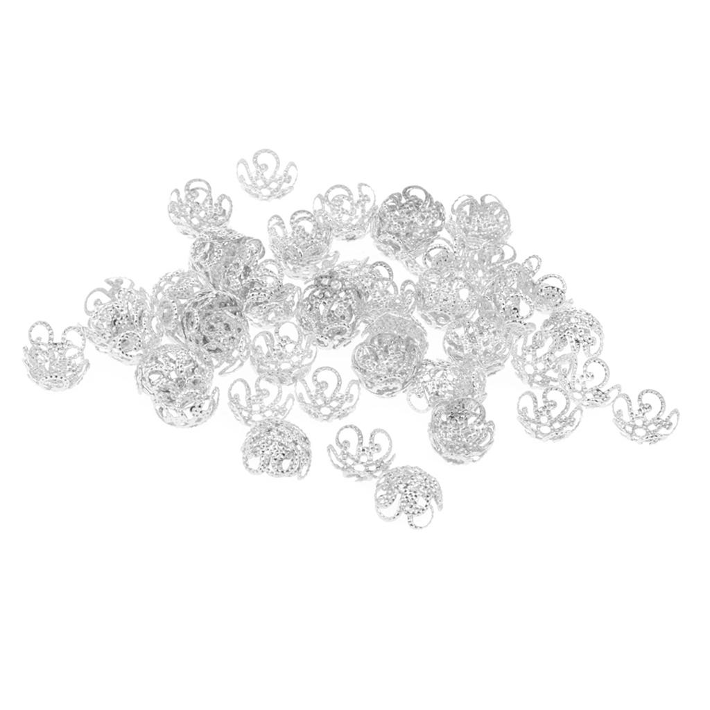 100 st 10 mm Vintage kopparpläterade blompärlor Caps Smycken gör Silver