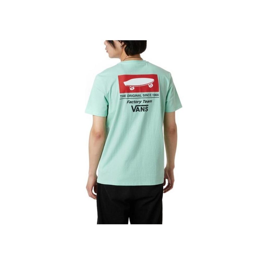 Vans Solid Color Letter Print Round Neck Short Sleeve T-Shirt Unisex Tops Green VN0A3ZO7V60