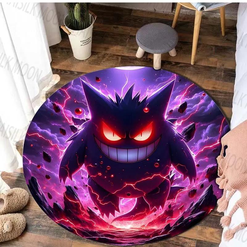  Disney Game Pokémon Gengar Printed Round Mat Bedroom Living Room Sofa Table Carpet Home Decor Cute Horrible Floor Rug
