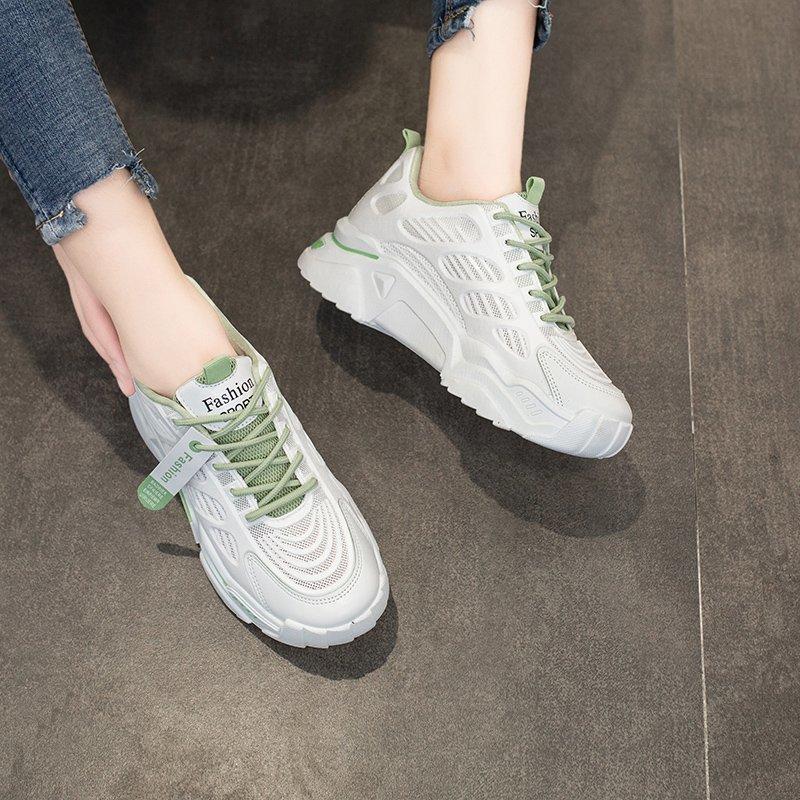 Fashion Women's thick-soled sneakers women's casual dad shoes basket style women's sports mesh lace-up vulcanized shoes