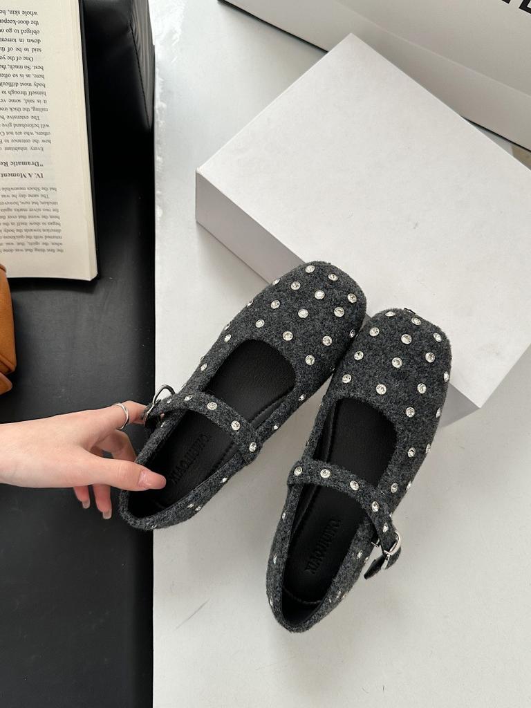 2025 Herbst neue Mode vielseitig französisches Temperament Mary Jane Schuhe Damen Wildleder kleiner eckiger Kopf weiche Sohle Einzelne Schuhe