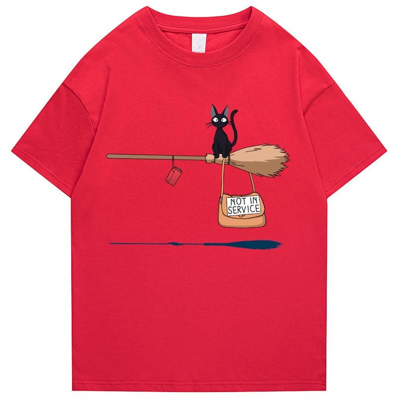 Cute Cats Are Not in Service Comic Print Unisex and Women Cartoon Soft Tshirts Fashion Round Neck Tshirts Retro Loose Tshirts