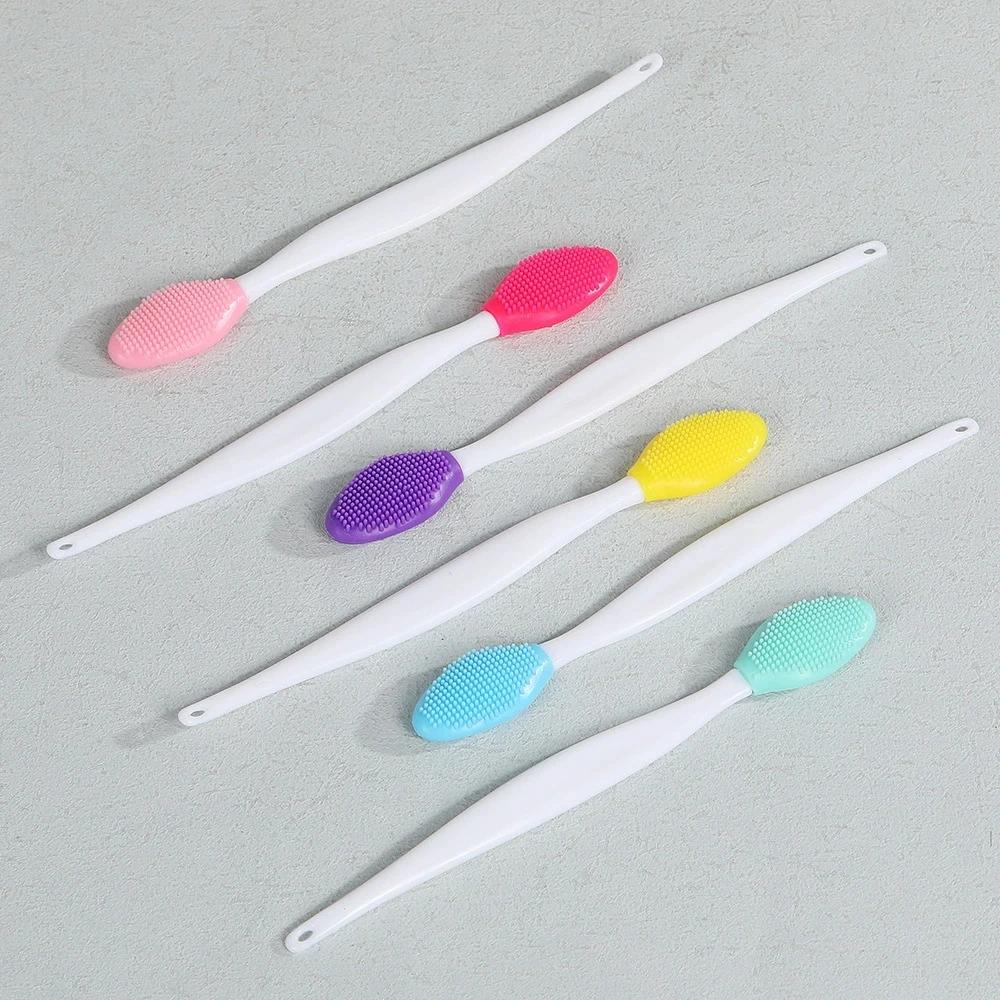 Skin Care Lip Exfoliating Facial Cleansing Face Scrub Nose Clean Brush Blackhead Remove Silicone Double-Sided Skin Care Tool