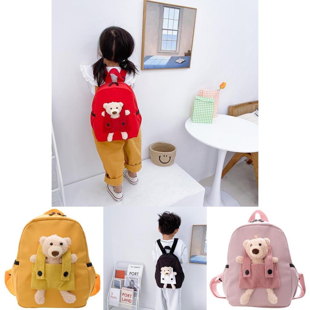 Kids School Bag With Adorable Bear Pendant And Lightweight Nylon Interior For Young Children