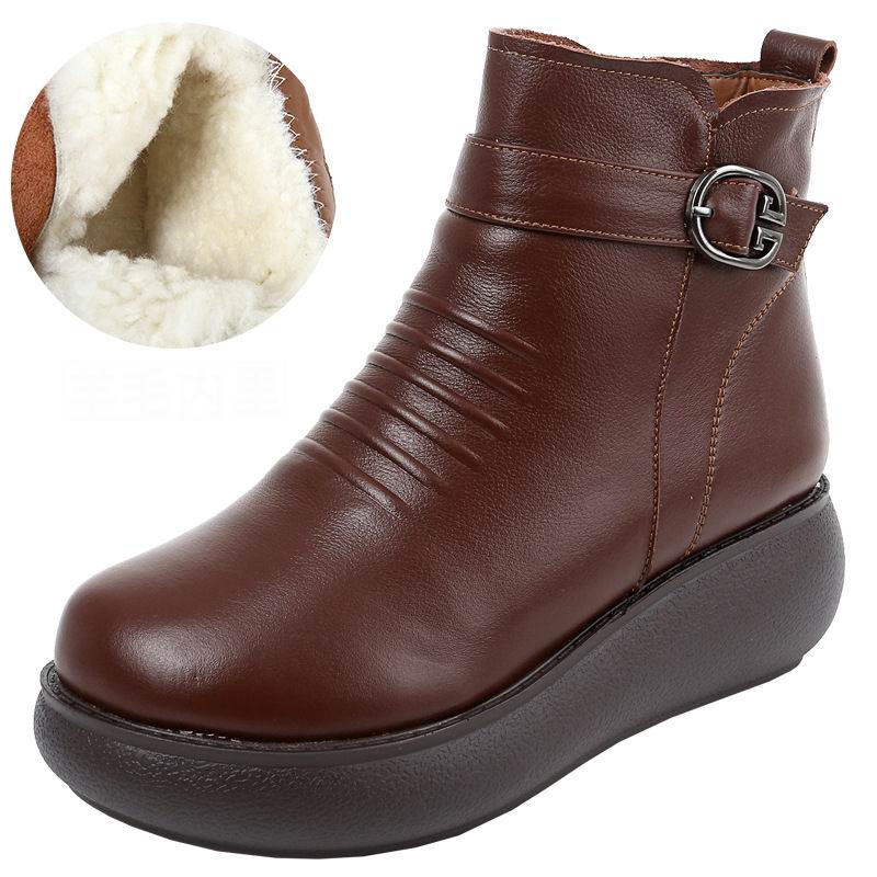 Fashion GKTINOO 2025 Waterproof Women Snow Boots 100% Genuine Leather Natural Wool Fur Platform Ankle Boots For Women Winter Warm Shoes