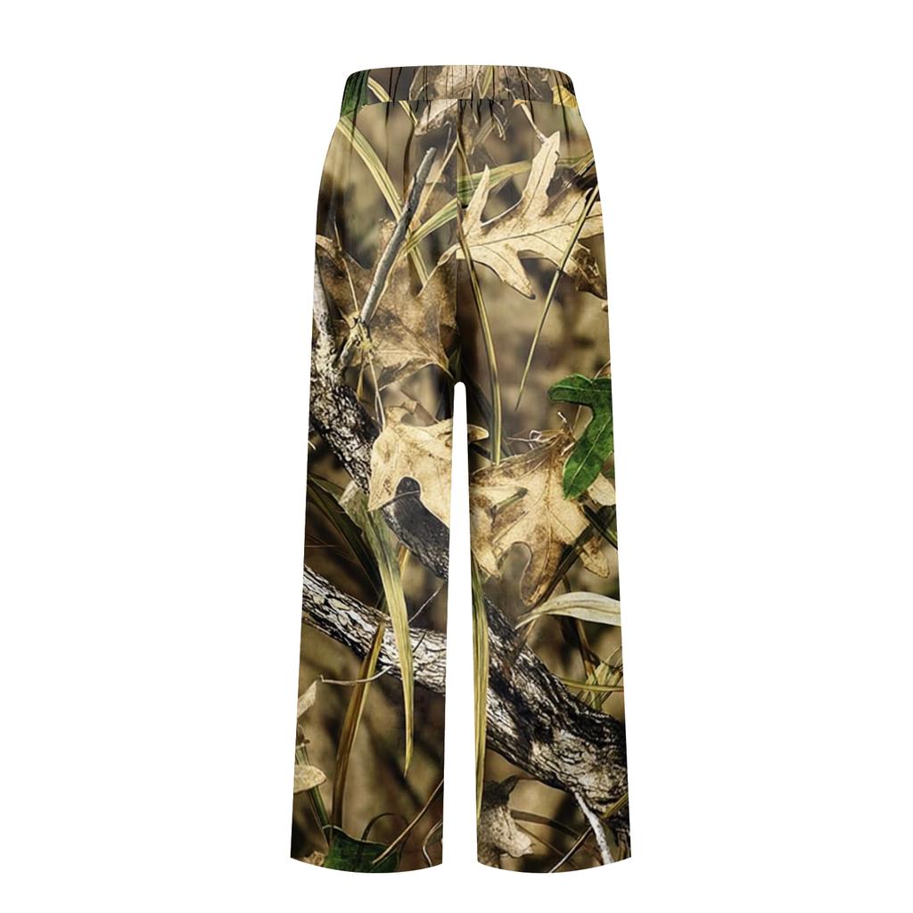 Women's fashion printed pocket elastic waist casual pants