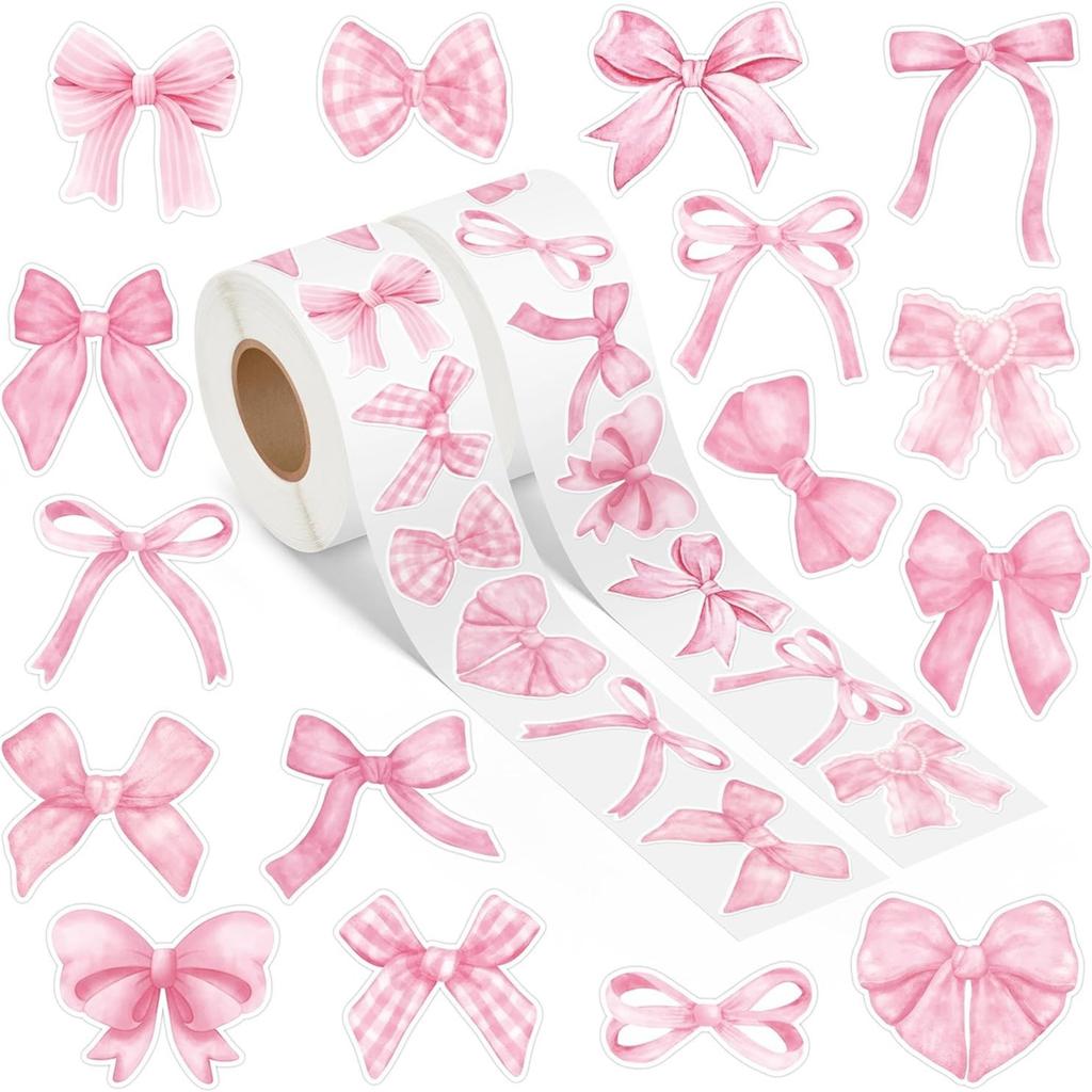 500 sztuk Naklejki z Kreskówkową Kokardką Estetyczne Naklejki do Scrapbookingu na Butelkę z Wodą Notes Dziennik Etui na Telefon Opakowanie