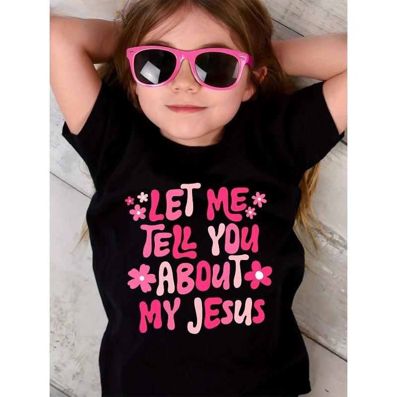 

European Size Sweet and Creative T Shirt Featuring Girl Letters and Floral Patterns 98cm чёрный