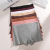 S-XXL Cotton Boyshorts Underwear for Women Stretchy Breathable Panties Sexy Striped Low Waist Shorts Ladies Solid Color Lingerie
