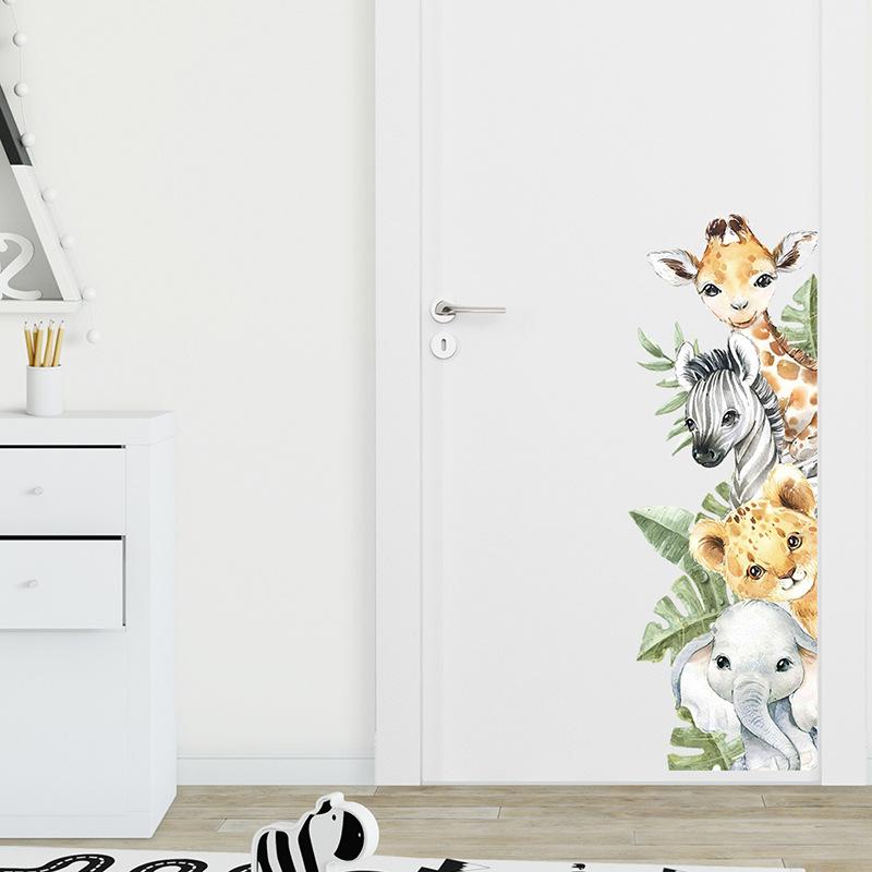 Jungle Animals Giraffe Elephant Wall Stickers for Kids Room Baby Nursery Children's Room Decoration Wall Decals