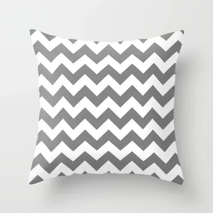 Modern Nodic Style Geometric Gray Pillowscase Polyester Grey Plaids Stripe  Cushion Covers Decorative Sofa Throw Pillows