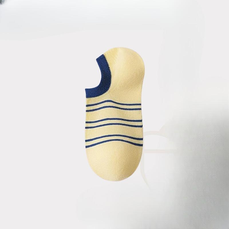 Dopamine Color-blocking Striped Boat Socks, Invisible Socks, Versatile Summer Outerwear for Trendy Girls, Pure Cotton Short Socks