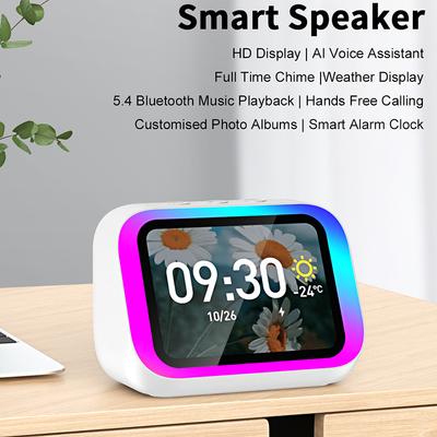 JYL Smart Speaker Voice Assistant Alarm Clock RGB Bedroom Decor