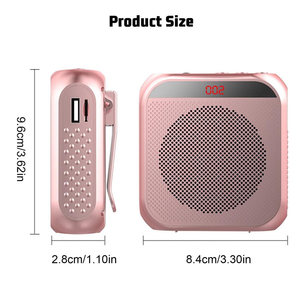 YCWF Teacher Voice Amplifier Portable Microphone Speaker PA System Rechargeable Rose Gold Outdoor Education Meetings Presentations