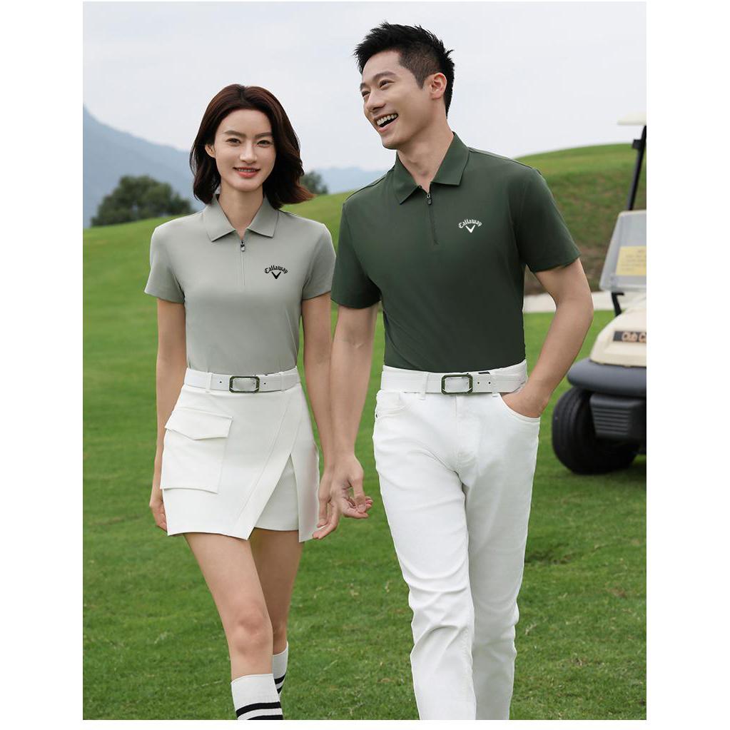 Callaway 2025 Sommer Stickerei Hohe Qualität Golf Business Freizeit Sport Stil Elastischer Reißverschluss Kragen Poloshirt
