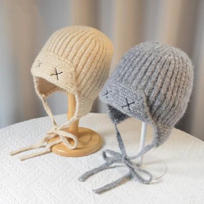 Women Autumn Winter Warm Thicken Ear Protector Hat Cold Outdoor Knitted Hats Sweet Cute Cap
