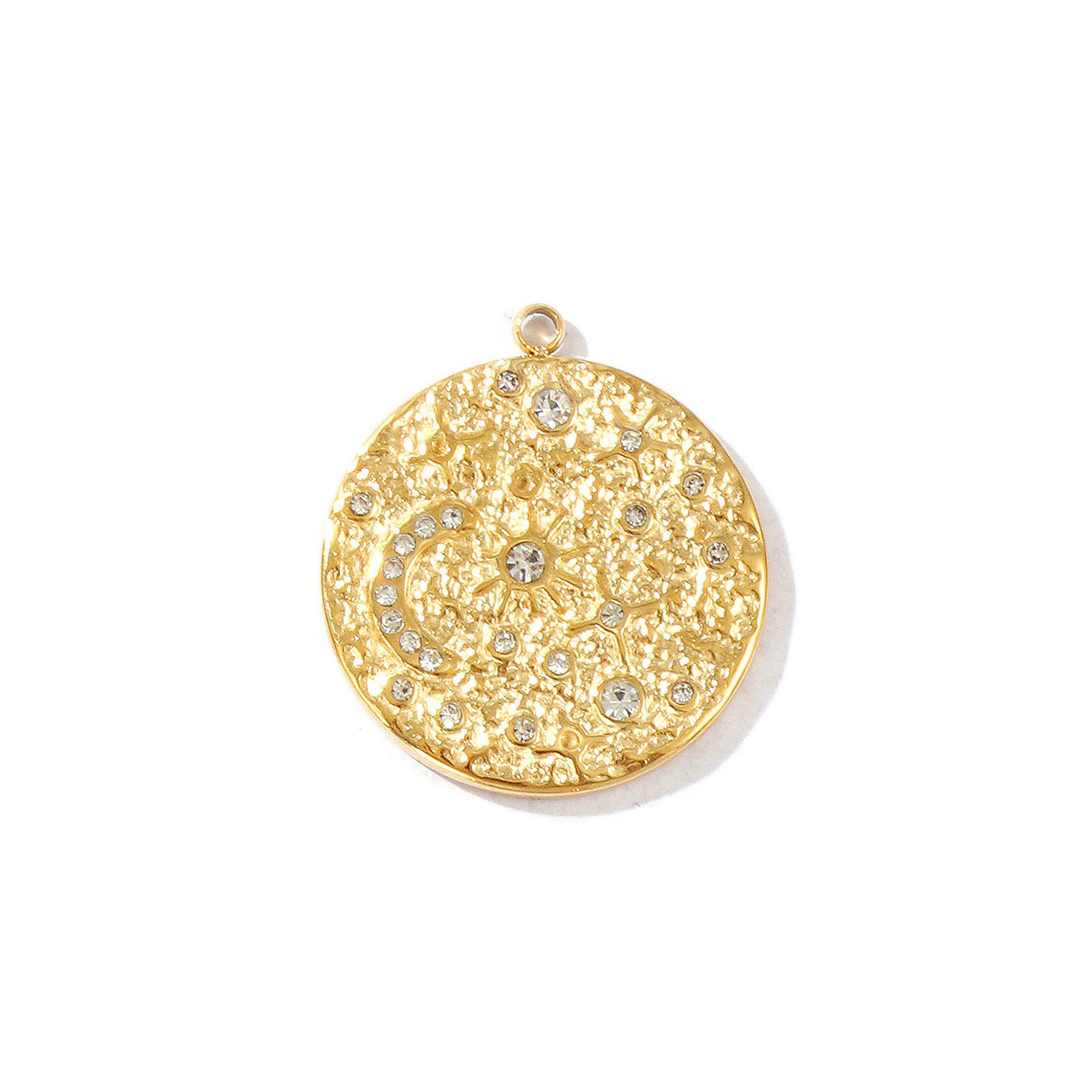 

1 PC Micro Pave Clear Rhinestone Charms Rectangle Heart Moon Corss 18K Gold Plated 304 Stainless Steel Pendants For DIY Necklace