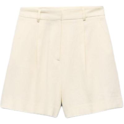 Solid Color Versatile High-Waisted Pleated Casual Shorts Women Shorts Yellow 8026939-712