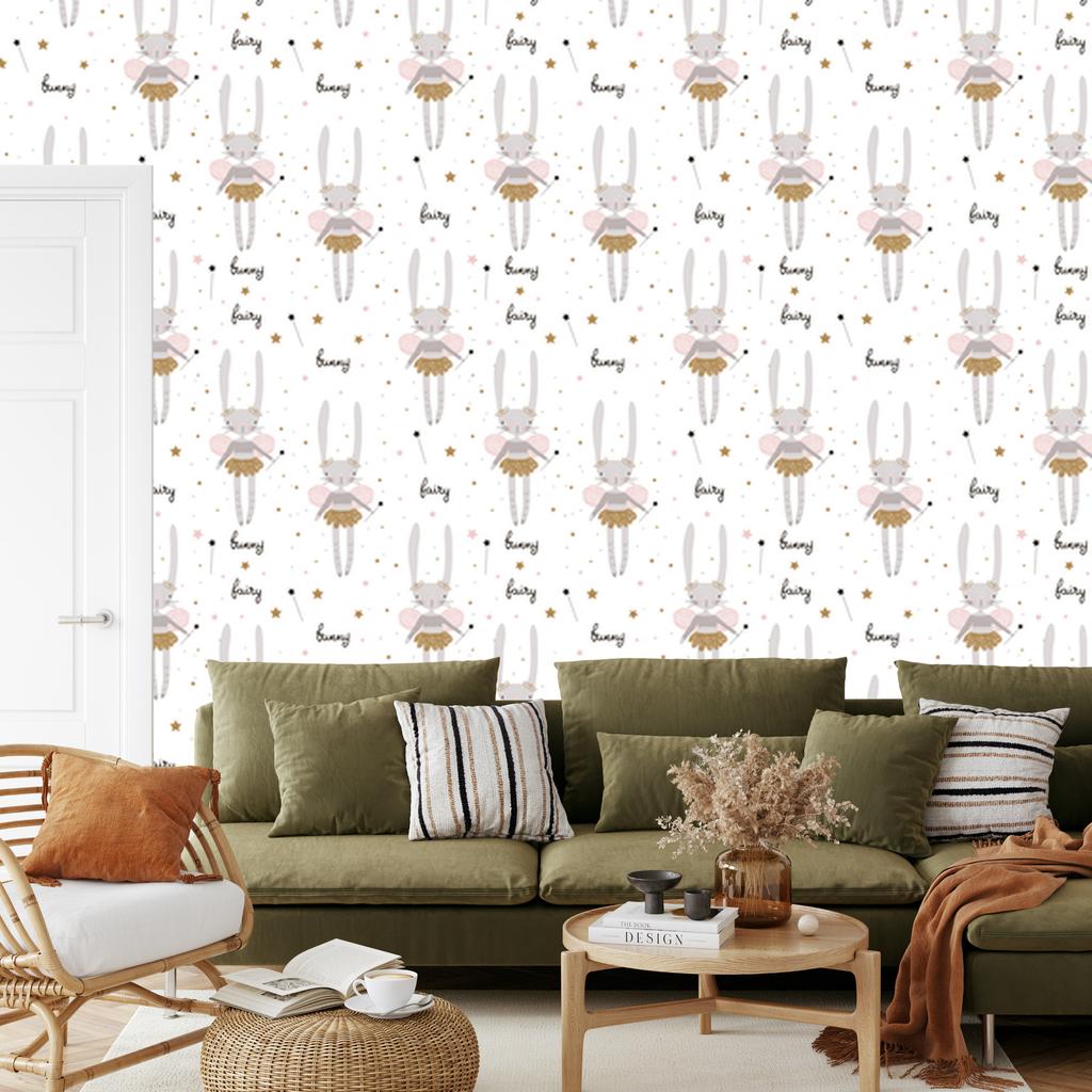 Fairy Rabbits Wallpaper for Living Room and Bedroom 50x1000